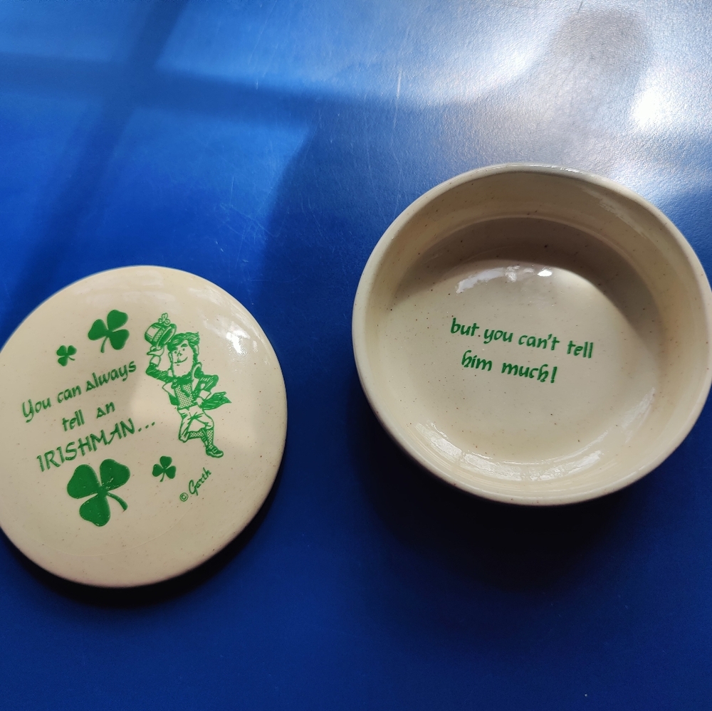 Vintage Garth Irishman trinket dish with lid